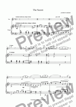 page one of ’The Secret’ for Flute & piano