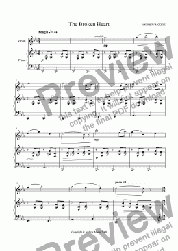 page one of ’The Broken Heart’ for Violin & piano