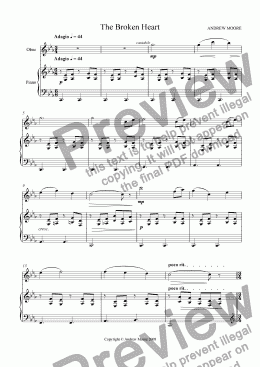 page one of ’The Broken Heart’ for Oboe & piano