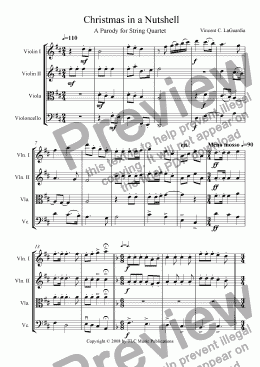 page one of "Christmas in a Nutshell" (A Parody for String Quartet)