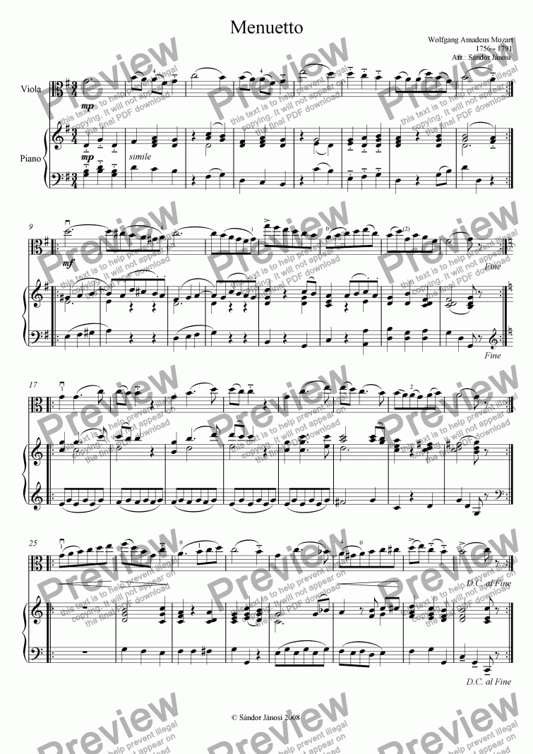 page one of Menuetto