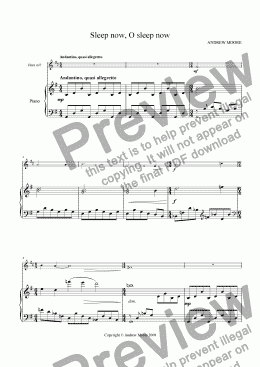 page one of ’Sleep  now, O sleep now’ for Horn & piano