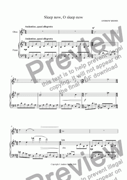 page one of ’Sleep now, O sleep  now’ for Oboe & piano