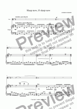 page one of ’Sleep now, O sleep now’ for Viola & piano