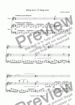 page one of ’Sleep now, O sleep now’ for Violin & piano