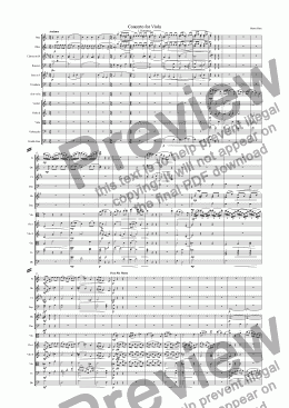 page one of Concerto for Viola, 2nd movement