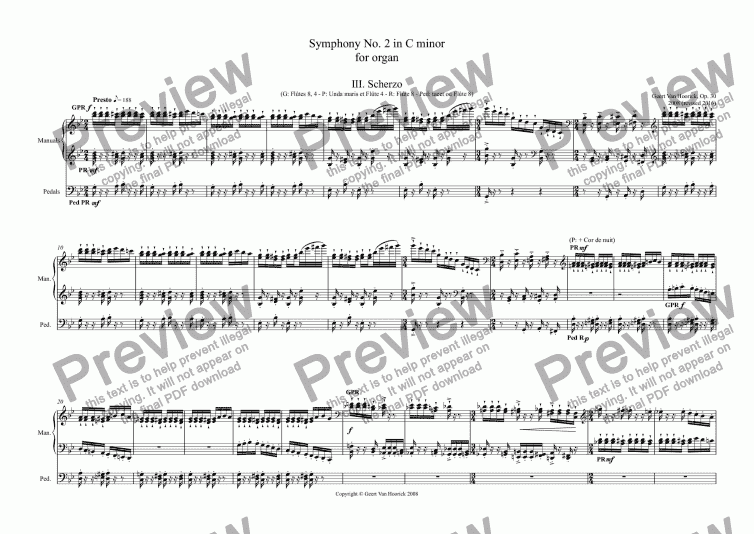 page one of Symphony No. 2 in C minor for organ, Op. 30 - III. Scherzo