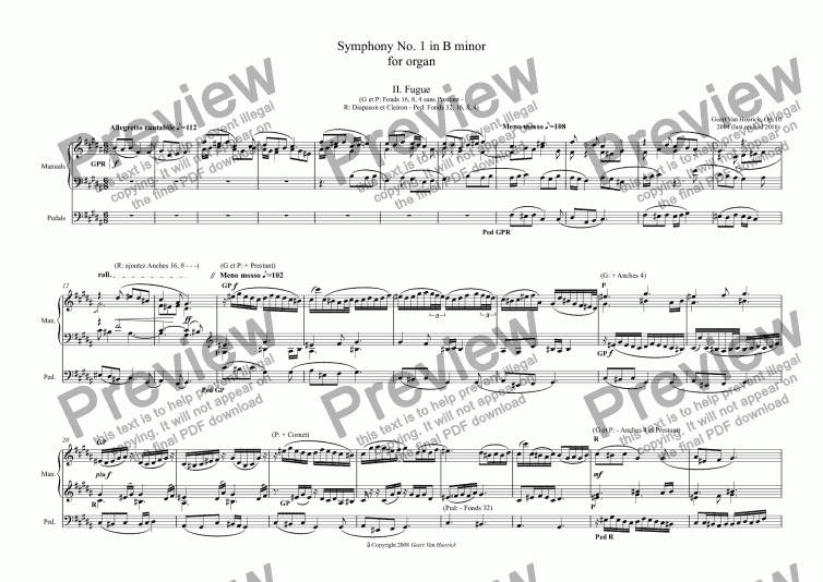 page one of Symphony No. 1 in B minor for organ, Op. 10 - II. Fugue