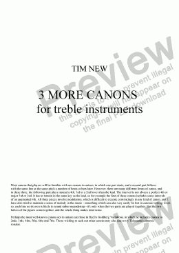 page one of 3 MORE CANONS for treble instruments