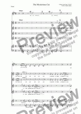 page one of The Mysterious Cat  for Children’s Choir (piano, clarinet version)