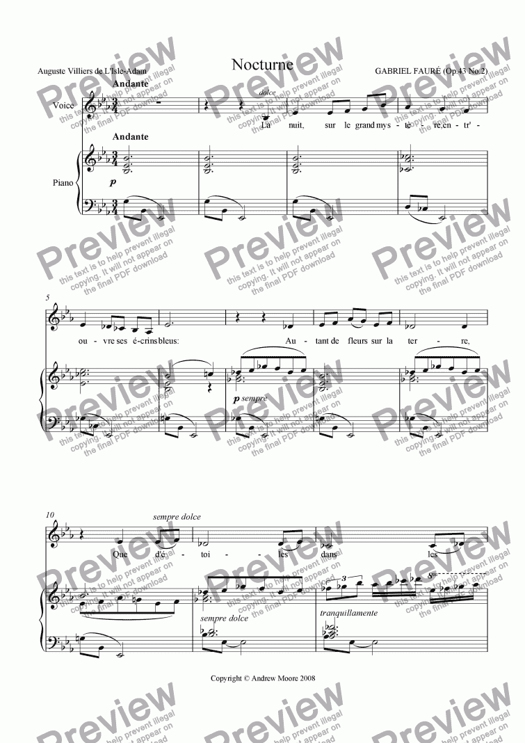 page one of ’Nocturne’ for Voice & piano Op.43 No.2