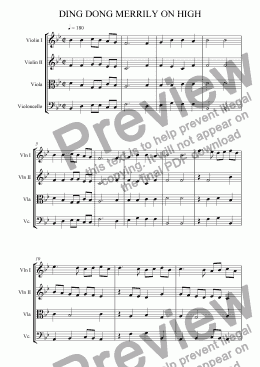 page one of Ding Dong Merrily on High (String Quartet)