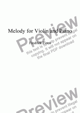 page one of Melody for Violin and Piano