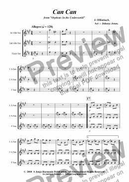 page one of Can Can  from  Orpheus In the Underworld  (3 Saxophones,  AAT)