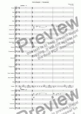 page one of Symphony no 2 'Psychosis', Movement 1 'Paranoia'