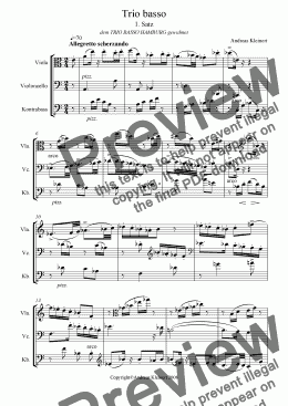 page one of Allegretto scherzando (for viola, cello and bass)