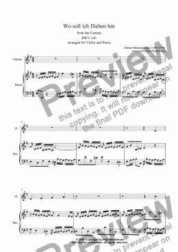 page one of Wo soll ich fliehen hin (Bach) - violin & piano