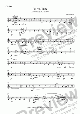 page one of Clarinet study in A minor