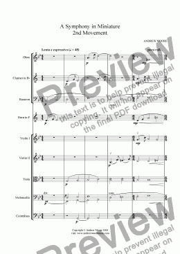page one of Symphony in Miniature - 2nd Movement - for chamber orchestra (or nonet)