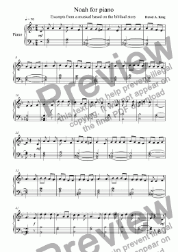 page one of Noah for piano
