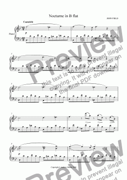 page one of Nocturne in B flat for piano solo