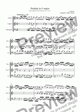 page one of ’Prelude in F major’ for string trio