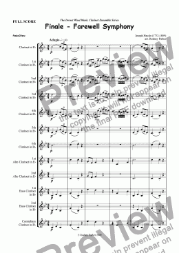 page one of Finale - Farewell Symphony arr. for Clarinet Ensemble