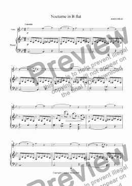 page one of ’Nocturne in B flat’ arranged for Violin & piano