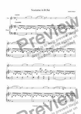 page one of ’Nocturne in B flat’ for Flute & piano