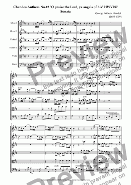 page one of Chandos Anthem No.12 "O praise the Lord, ye angels of his" HWV257 Sonata