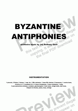 page one of Byzantine Antiphonies (lg. orch. )