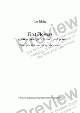page one of FIRST FLOWERS (První kvítí) for children’s choir and piano (English words)