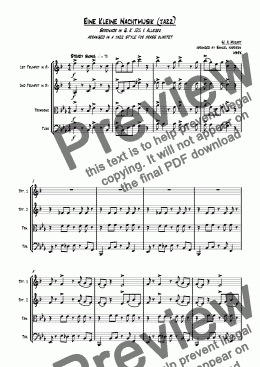 page one of Eine Kleine Nachtmusik jazzed up (for brass quartet)