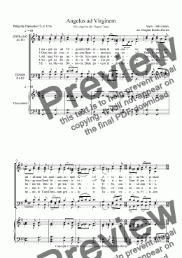 page one of Angelus ad Virginem (SATB choir + keyboard)