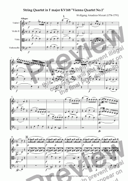 page one of String Quartet in F major KV168 "Vienna Quartet No.1"