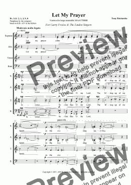 page one of Let My Prayer - a capella