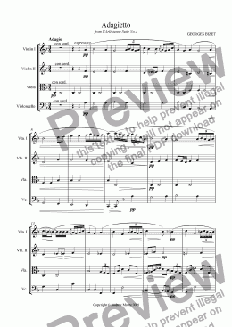 page one of ’Adagietto’ from L’Arlesienne Suite No 1. for string quartet (or orchestra)