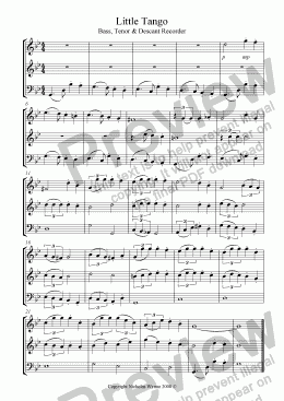 page one of Little Tango for Recorder Trio