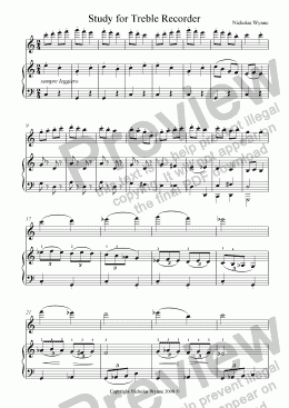 page one of Study for Treble Recorder