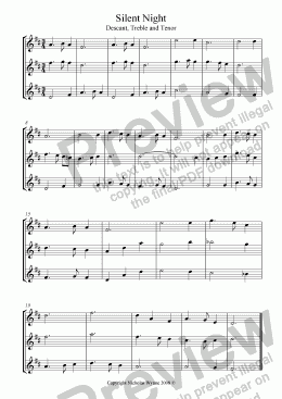 page one of Silent Night for Recorder Trio