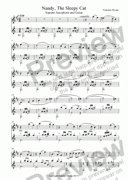 page one of Nandy, for Soprano Saxophone and Guitar