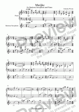 page one of Marijke for Baritone Saxophone and Piano