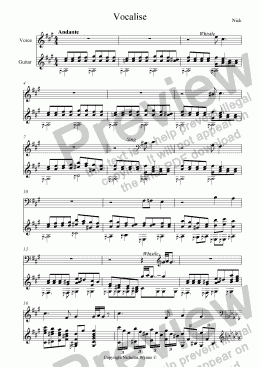 page one of Vocalise for Guitar