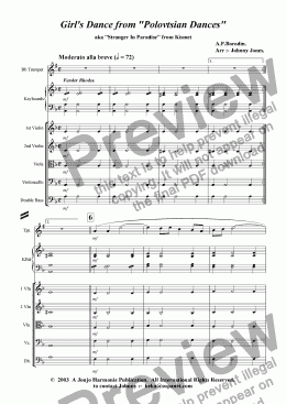 page one of Girl's Dance from 'Polovetsian Dances'   (Trumpet and Strings)