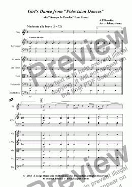page one of Girl's Dance from 'Polovetsian Dances'   (Flute and Strings)