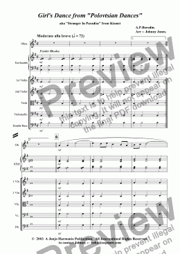 page one of Girl's Dance from 'Polovetsian Dances'   (Oboe and Strings)