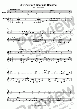 page one of Habenera for Guitar and Recorder