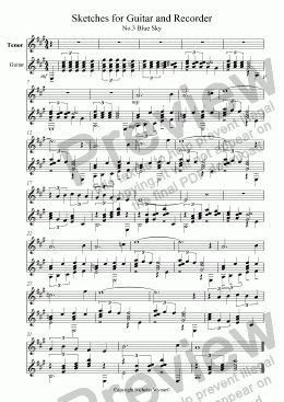 page one of Blue Sky for Guitar and Recorder