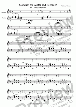 page one of Tango Argentina for Guitar and Recorder