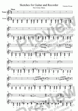 page one of Grey Skies for Guitar and Recorder
